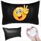 Preview: Auto Nackenkissen 20x30cm Nackenpolster Leder Schwarz mit Druck Design Smiley